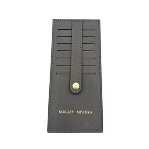 Badgley Mischka 7 Slot Vegan Leather Card Holder In Grey